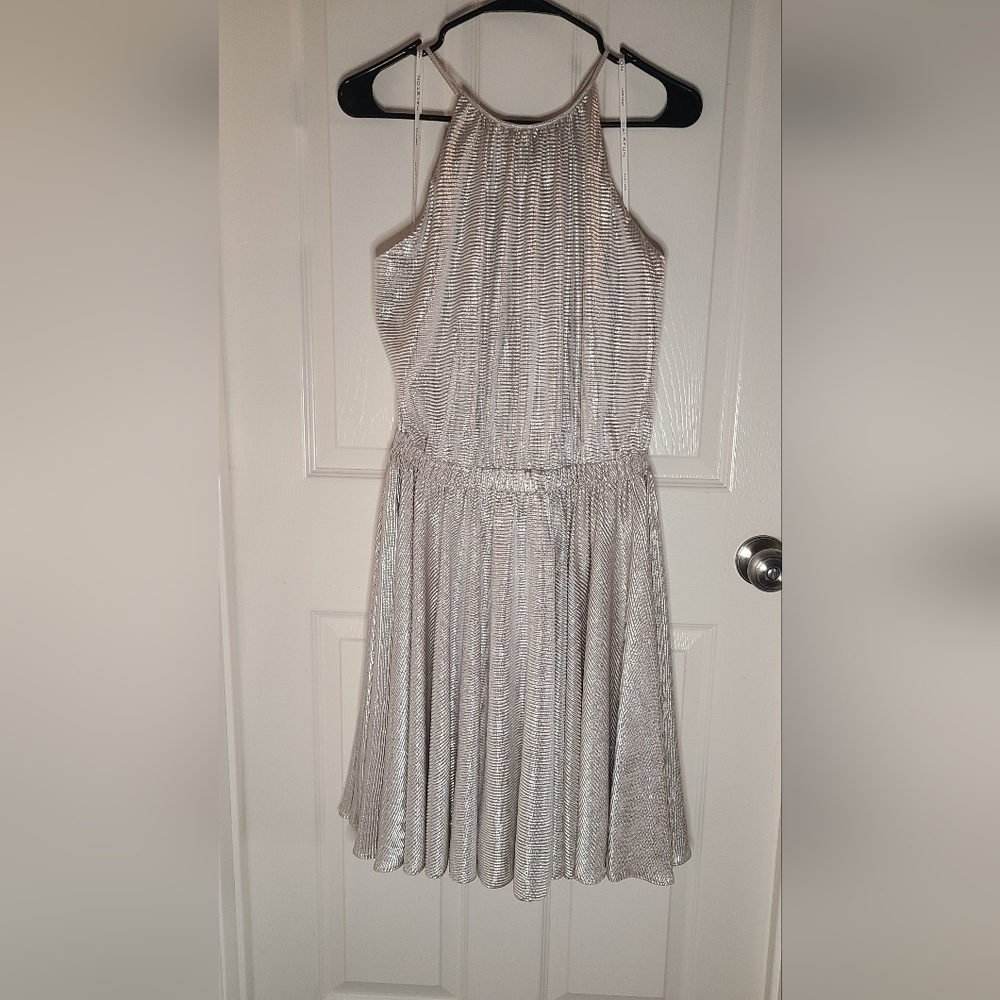 Halston Heritage Shimmering Pale Rose Gold Racerback Dress